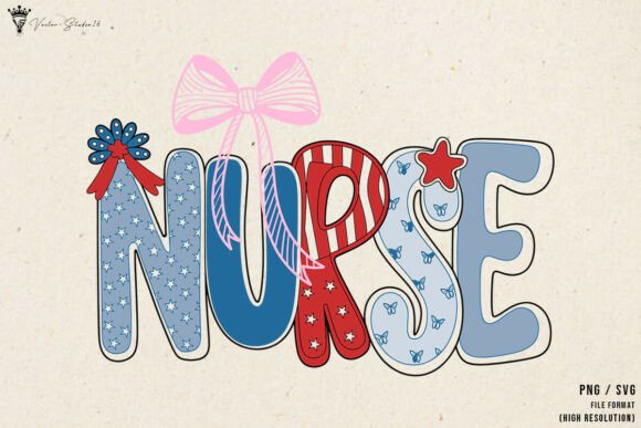 4th of July Nurse Hand Drawn SVG PNG