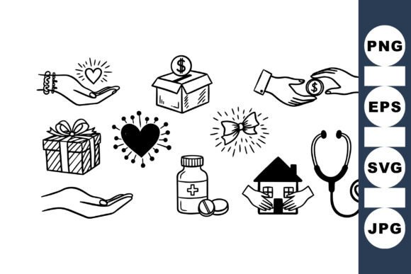 Charity Donation Hand Drawn Set