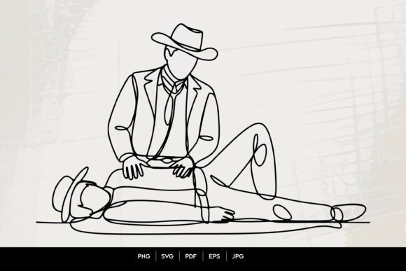 Cowboy Performing CPR Illustration
