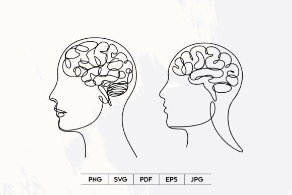 Human Brain Profile Line Art SVG