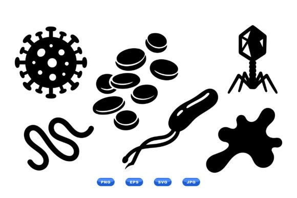 Microbe Icon Clipart Set