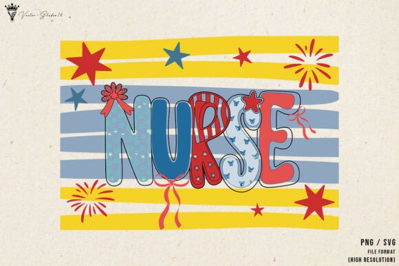 Patriotic Nurse Hand Drawn SVG PNG
